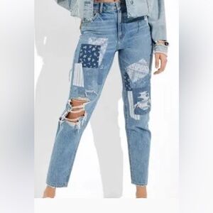 American eagle Patchwork Distressed Blue Jeans